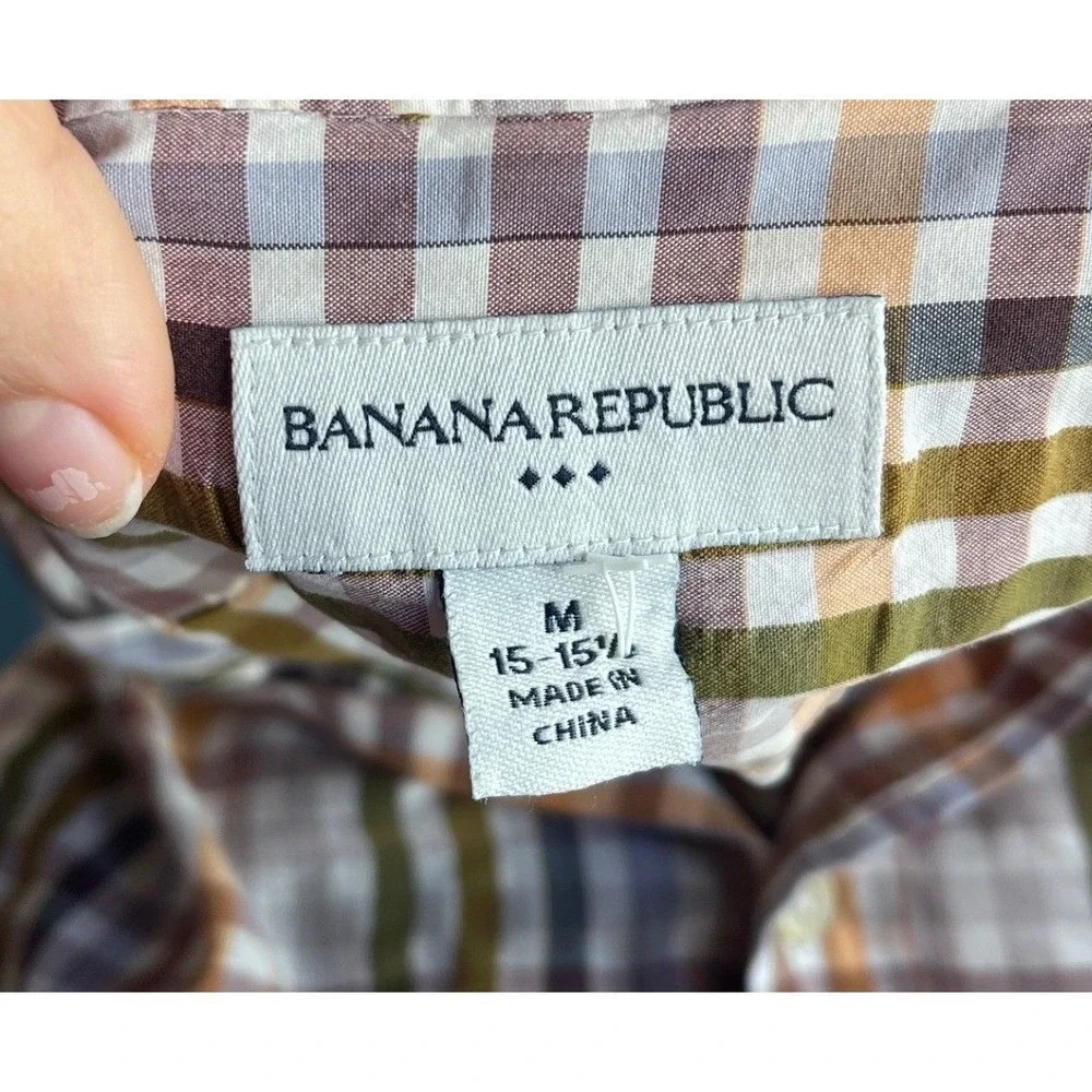 Banana Republic Mens Plaid Button‎ Down Shirt Size M Long Sleeve Cotton Preppy